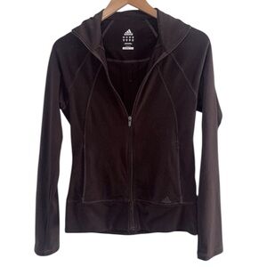 Adidas Chocolate Brown Athletic Zip Up - Small